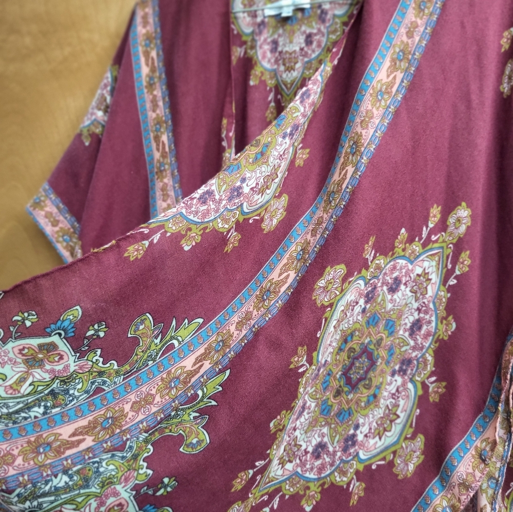 Magenta Boho Floral Mandala Tassle Cardigan One Sz - Picture 8 of 9